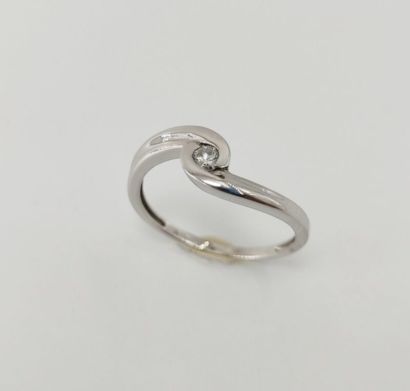 Anillo Oro Blanco diamante Olas