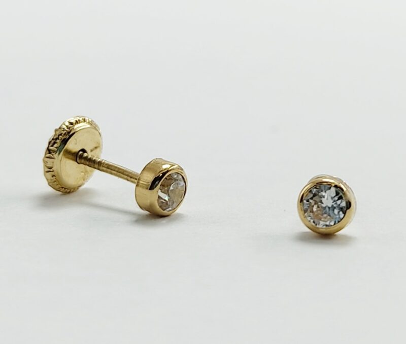 Pendientes Oro Amarillo Chatón 3 mm