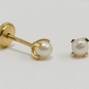 Pendientes Oro Amarillo Perla 3 mm