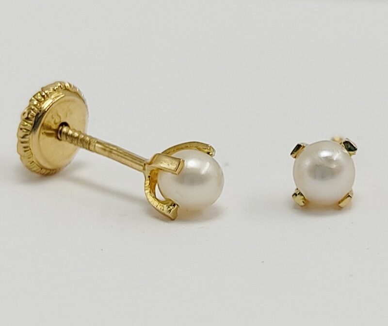 Pendientes Oro Amarillo Perla 3 mm