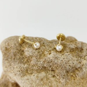 Pendientes Oro Amarillo Perla 3 mm