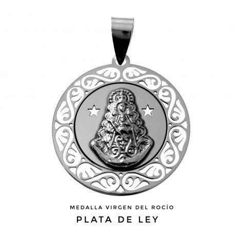 Medalla Plata Virgen del Rocío Calada con Estrellas