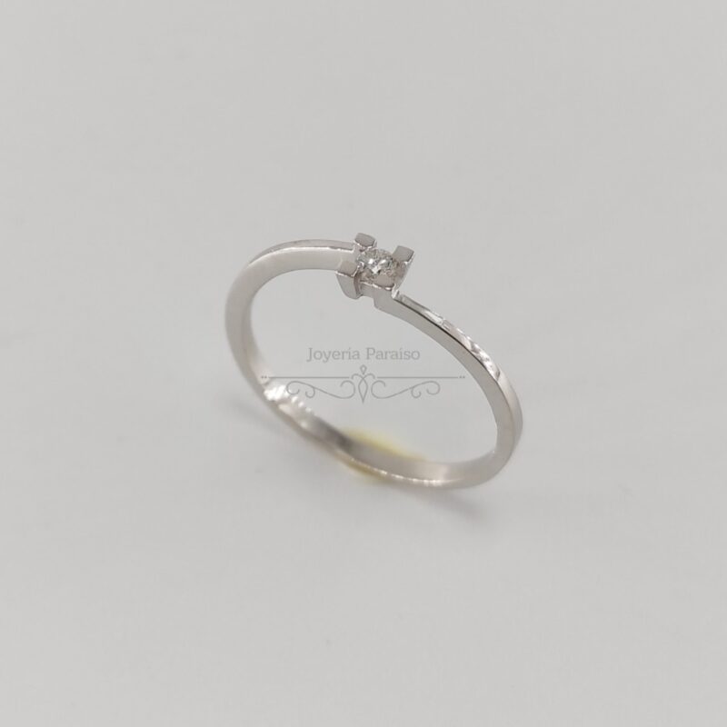 Anillo Compromiso Oro Blanco y Diamante 4 Garras