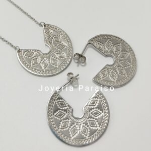 Conjunto Gargantilla Plata y Pendientes Maya