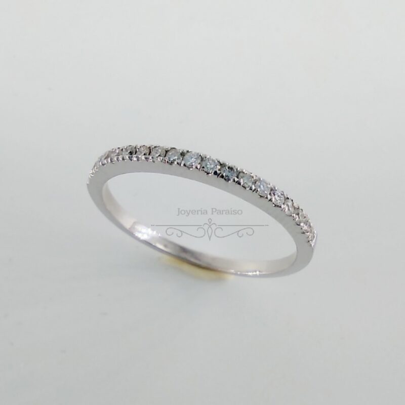 Anillo Compromiso Oro Blanco y Carril de Diamantes