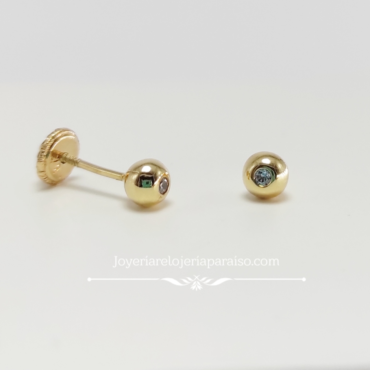 Pendientes Bebé Oro Amarillo Circonita, 4 » Joyería Paraíso