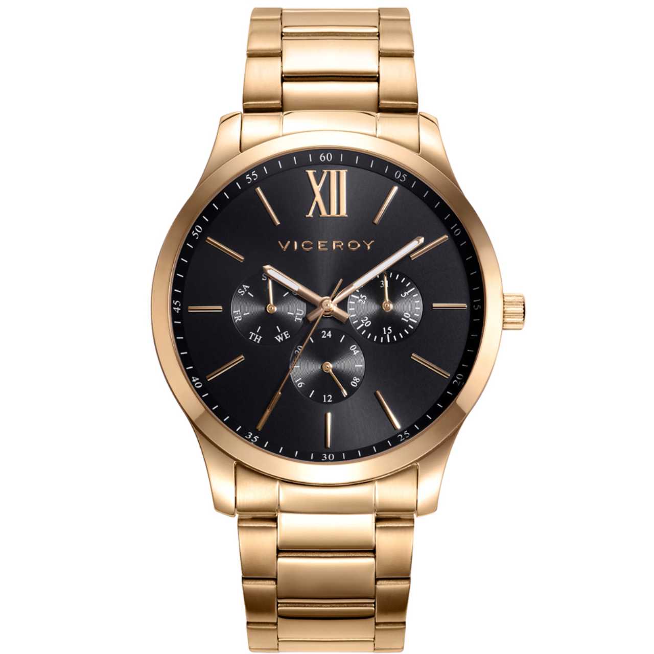 Reloj dorado sales esfera negra mujer