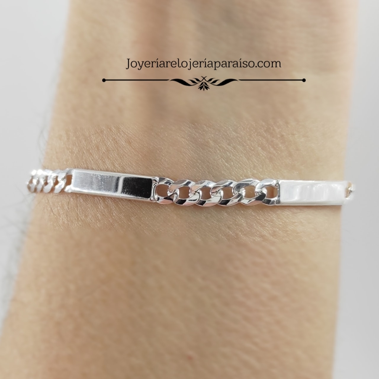 Arrestar Universal ruido Pulsera de Plata con Placas para Grabar » Joyería Relojería Paraíso