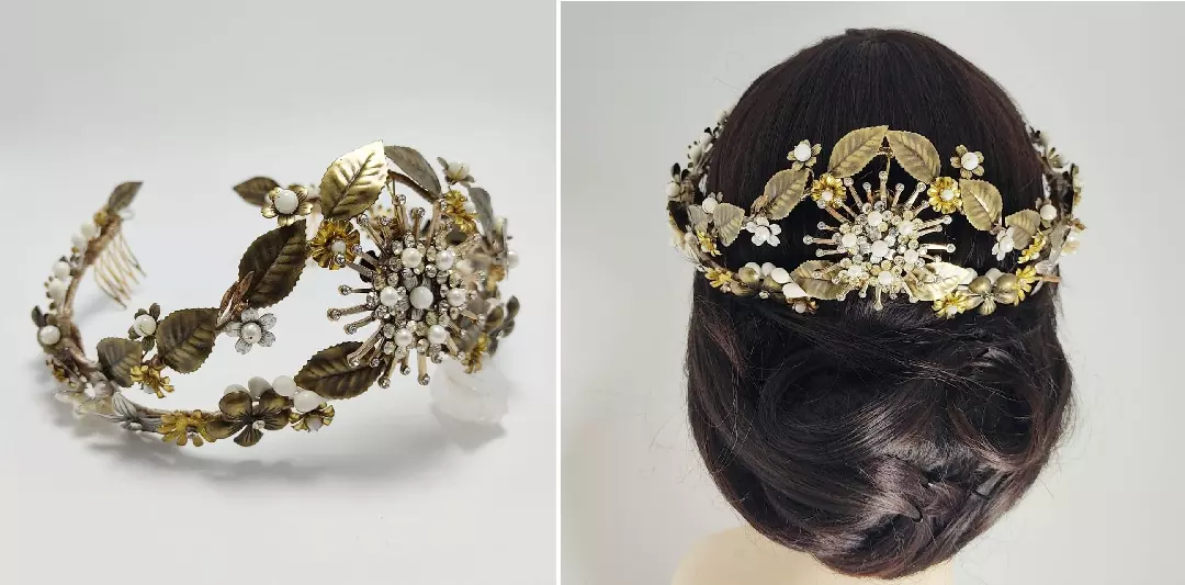 tiaras para novias dorado envejecido